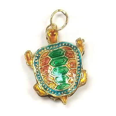 ENAMEL TURTLE 23X35MM RUST RED